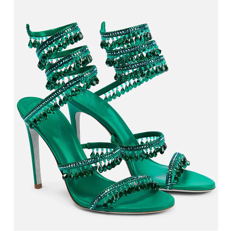 Peep Toe Heels - Sandales à talons aiguilles vertes sexy
