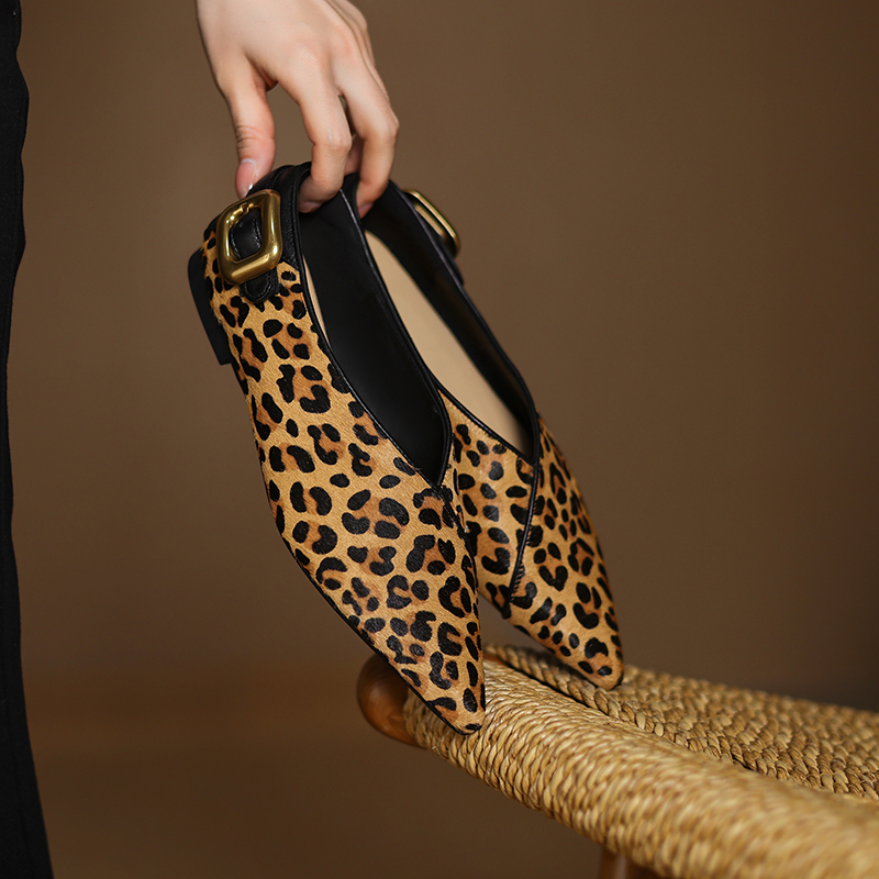 Pointed Toe Flat - Chaussures plates en cuir véritable pour