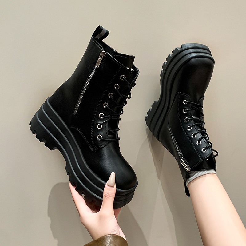 Sock Boot Women - Bottes simples à plateforme zippée latérale