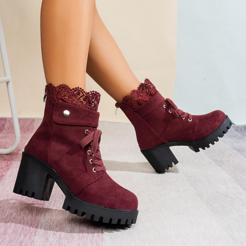 Women'S Shoes Red Bottoms - Sexy dentelle Patchwork fond épais talon