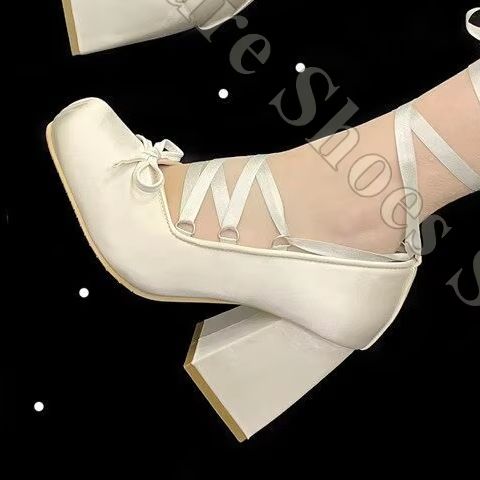 Ribbon Tie Heel - Ballerines pour femmes Y2K en satin
