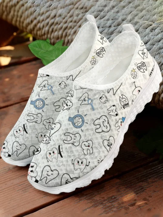 Women'S Shoes For Tennis - Baskets blanches en maille à motif