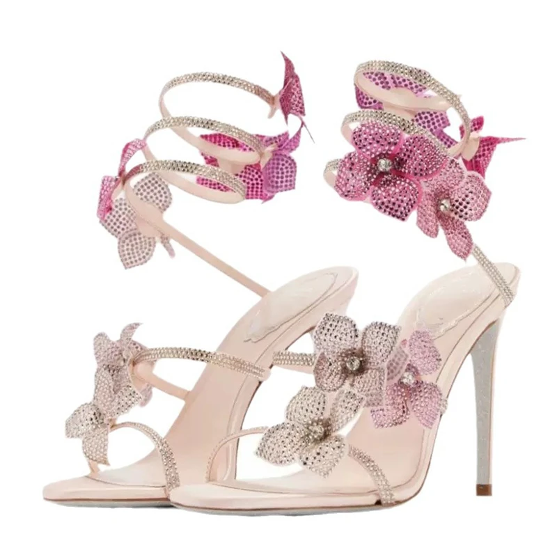 Peep Toe Heels - Eilyken Sexy cristal fleur mince talons