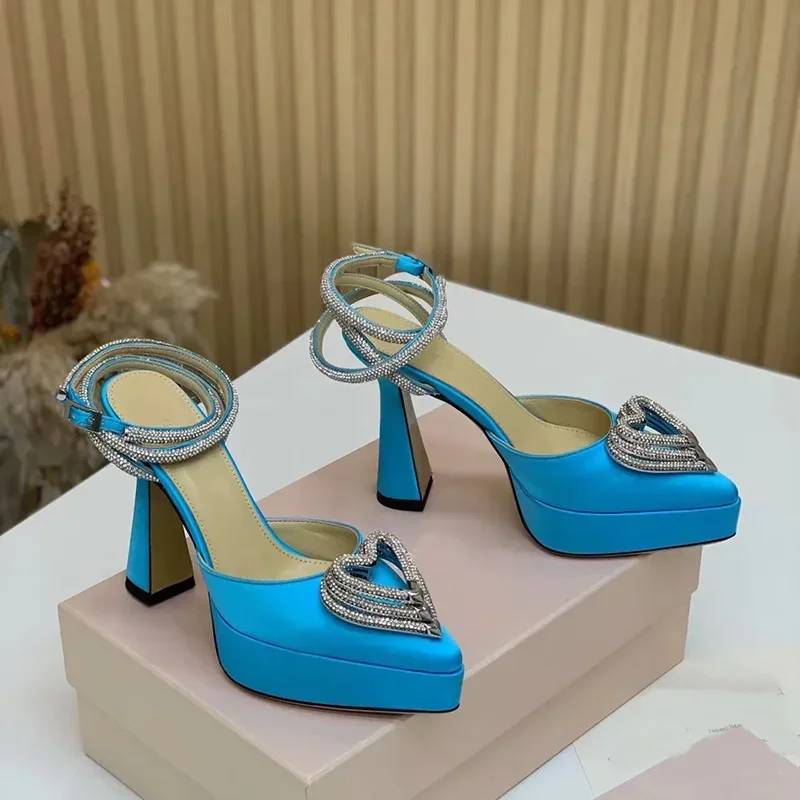 Pointed Toe Flat - Plate-forme cristal amour décoration sandales Sexy
