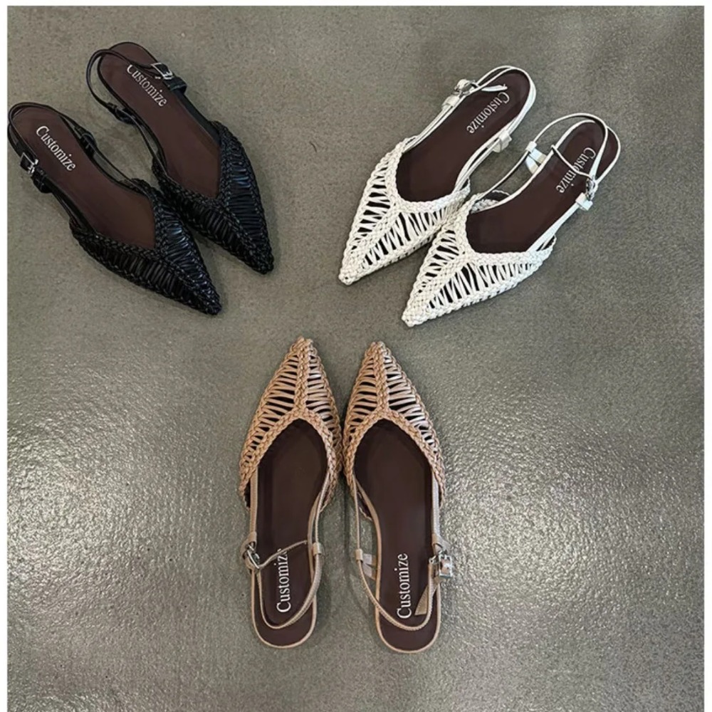 Sandales romaines tissées à bo - Pointed Toe Flat avis et prix
