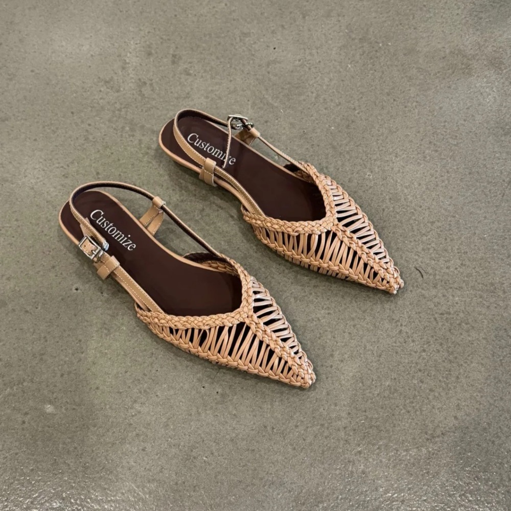 Sandales romaines tissées à bo - Pointed Toe Flat avis et prix