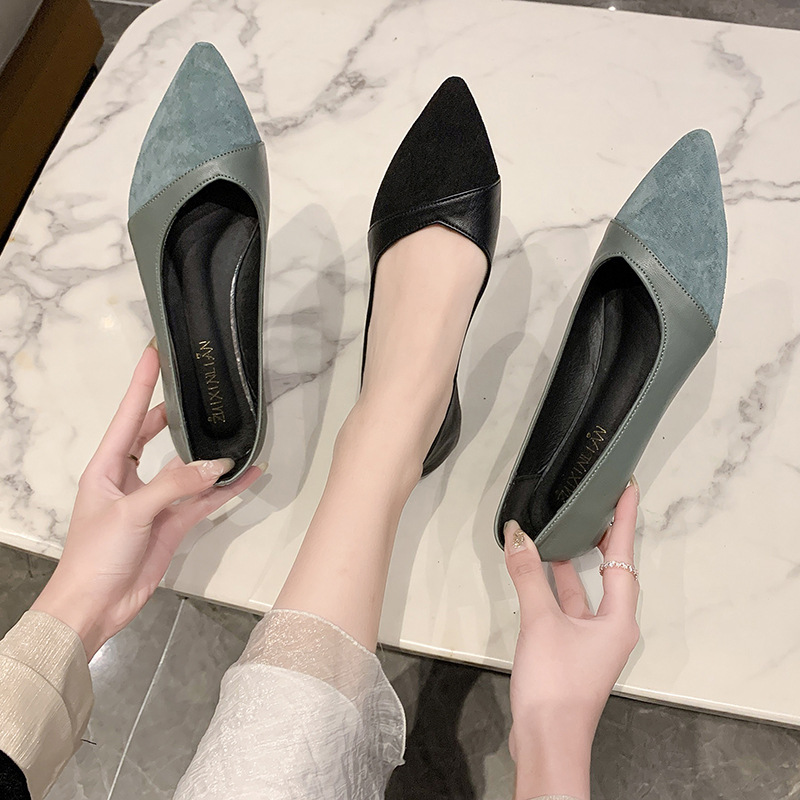 Chaussures plates en cuir noir - Pointed Toe Flat avis et prix