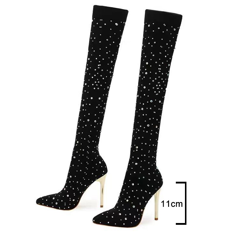 Strass jambe mince chaussettes - Sock Boot Women avis et prix
